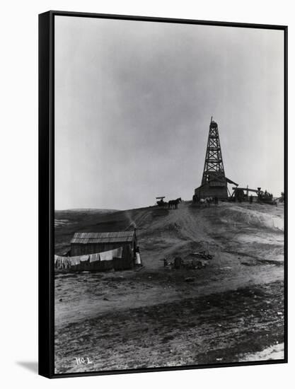 Early Oil Drilling Operation-null-Framed Stretched Canvas