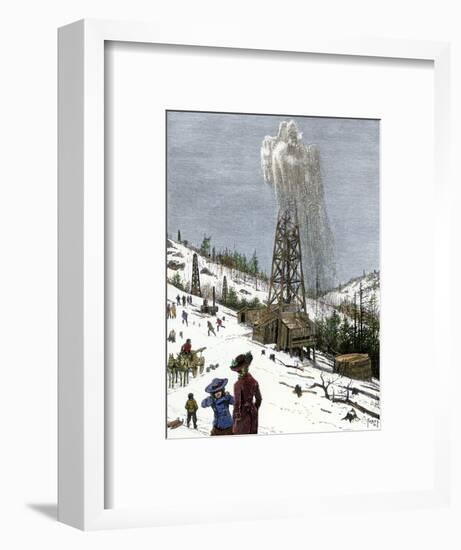 Early Oil Well Gushing in Pennsylvania 1880-null-Framed Premium Giclee Print