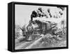 Early Passenger Train Passing through Rural Area-null-Framed Stretched Canvas