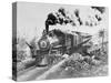 Early Passenger Train Passing through Rural Area-null-Stretched Canvas