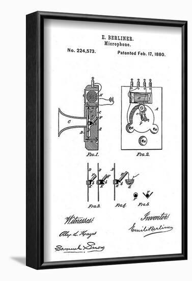 Early Recording Device: the Berliner Microphone Patent, 1880-null-Framed Photo