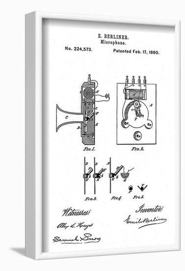 Early Recording Device: the Berliner Microphone Patent, 1880-null-Framed Photo