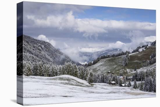 Early snow near to the Alpe di Siusi in the Dolomites, Trentinto-Alto Adige/South Tyrol, Italy, Eur-Julian Elliott-Stretched Canvas