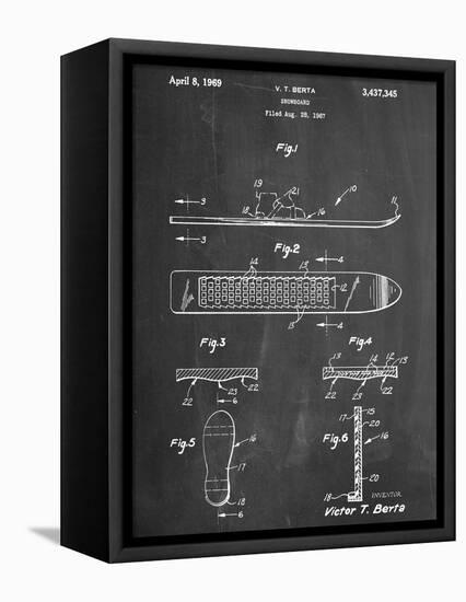 Early Snowboard Patent-null-Framed Stretched Canvas