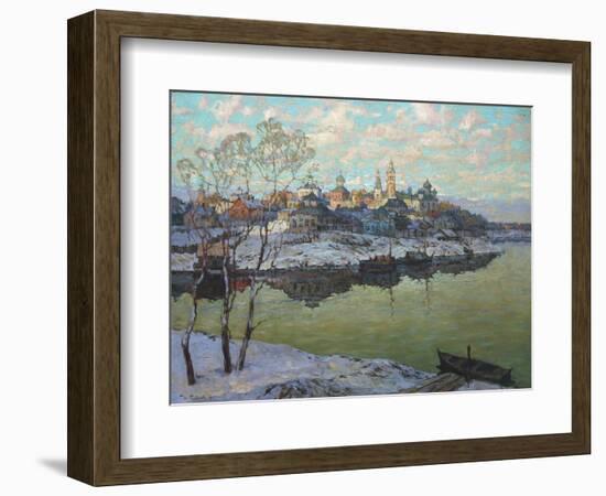 Early Spring, a City at the River, 1916-Konstantin Ivanovich Gorbatov-Framed Giclee Print