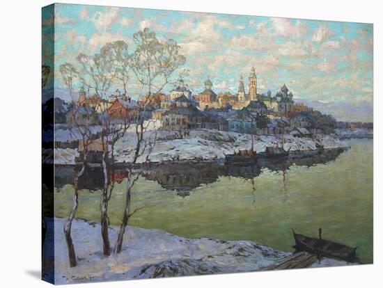 Early Spring, a City at the River, 1916-Konstantin Ivanovich Gorbatov-Stretched Canvas