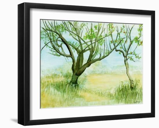 Early Spring Landscape,With Two Trees, 2009-Joan Thewsey-Framed Giclee Print