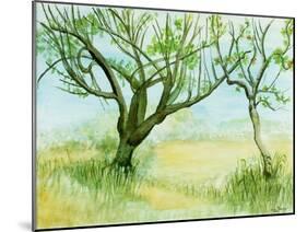 Early Spring Landscape,With Two Trees, 2009-Joan Thewsey-Mounted Giclee Print