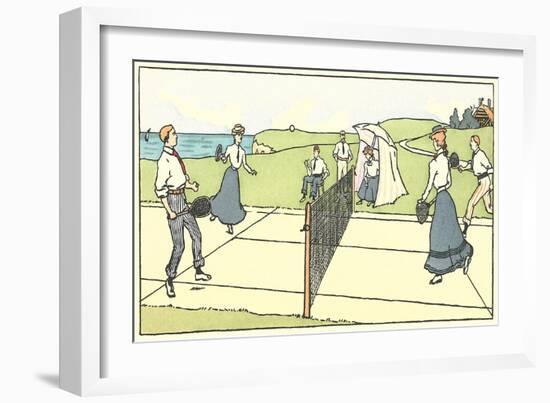 Early Tennis by the Sea-null-Framed Art Print