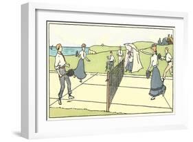 Early Tennis by the Sea-null-Framed Art Print