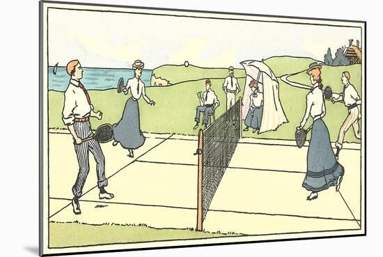Early Tennis by the Sea-null-Mounted Art Print