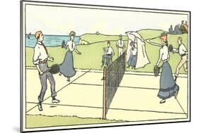 Early Tennis by the Sea-null-Mounted Art Print