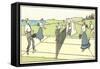 Early Tennis by the Sea-null-Framed Stretched Canvas