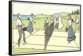 Early Tennis by the Sea-null-Framed Stretched Canvas