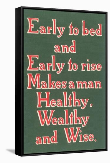 Early to Bed Slogan-null-Framed Stretched Canvas