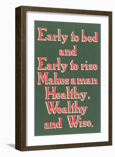 Early to Bed Slogan-null-Framed Art Print