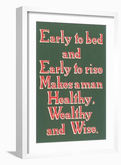 Early to Bed Slogan-null-Framed Art Print