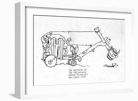 Early Type of Mechanical Shovel-William Heath Robinson-Framed Art Print