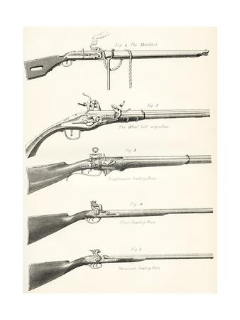 Early Types Of Firearms 1 The Matchlock 2 The Wheel Lock Arquebus 3 Snaphaunce Fowling Piece 4 Giclee Print Allposters Com