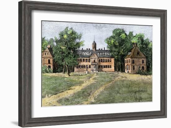 Early View of William and Mary College, Williamsburg, Virginia, 1700s-null-Framed Giclee Print