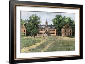 Early View of William and Mary College, Williamsburg, Virginia, 1700s-null-Framed Giclee Print