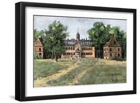 Early View of William and Mary College, Williamsburg, Virginia, 1700s-null-Framed Giclee Print