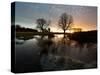 Early Winter Morning Reflection of Trees in a Flooded Icy Grassland in Richmond Park-Alex Saberi-Stretched Canvas