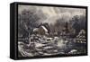 Early Winter-Currier & Ives-Framed Stretched Canvas