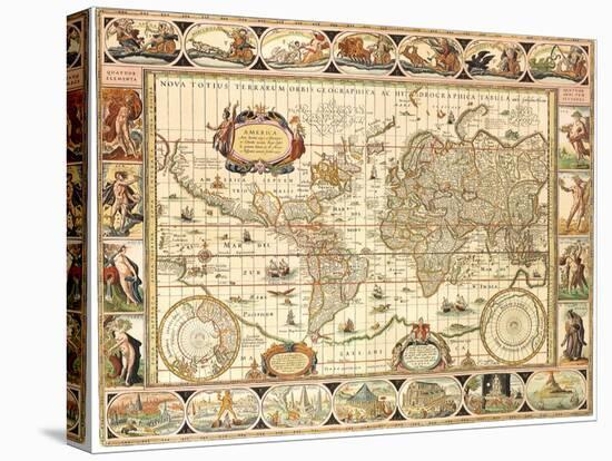 Early World Map 1630-Johannes Blaeu-Stretched Canvas