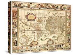 Early World Map 1630-Johannes Blaeu-Stretched Canvas