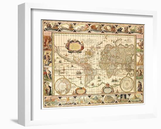 Early World Map 1630-Johannes Blaeu-Framed Giclee Print