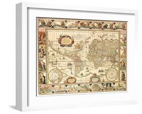 Early World Map 1630-Johannes Blaeu-Framed Giclee Print