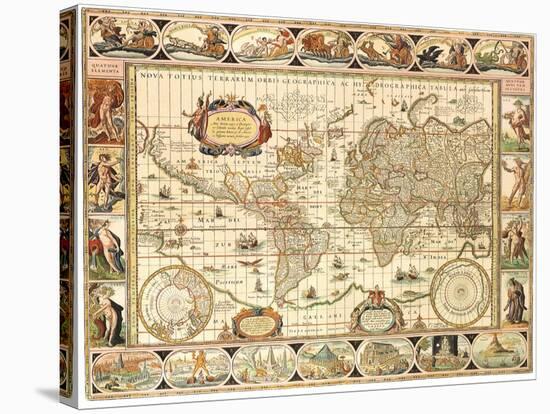 Early World Map 1630-Johannes Blaeu-Stretched Canvas