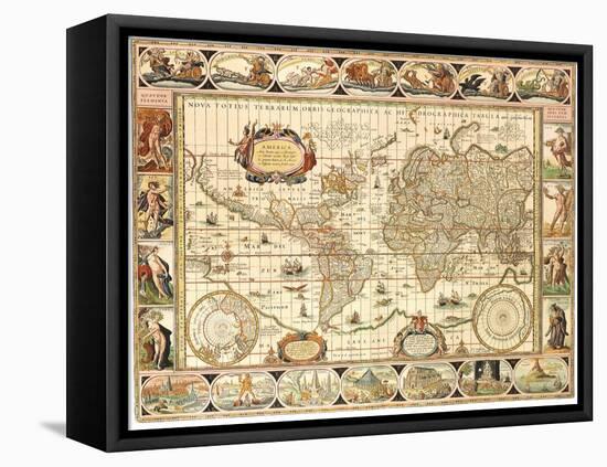 Early World Map 1630-Johannes Blaeu-Framed Stretched Canvas