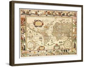 Early World Map 1630-Johannes Blaeu-Framed Giclee Print