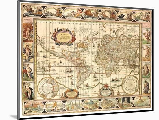 Early World Map 1630-Johannes Blaeu-Mounted Giclee Print