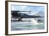 Early X-Wing Model Cruising over a Lake to Attack the Empire-Stocktrek Images-Framed Art Print