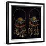 Earrings in Silver-Gilt, Turquoise, Coral and Moss Agate, Region of Khorezm, Uzbekistan-null-Framed Giclee Print