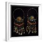 Earrings in Silver-Gilt, Turquoise, Coral and Moss Agate, Region of Khorezm, Uzbekistan-null-Framed Giclee Print