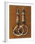 Earrings in Sterling Silver, Coral and Turquoise, Region of Tibet, Early 20th Century-null-Framed Giclee Print