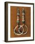 Earrings in Sterling Silver, Coral and Turquoise, Region of Tibet, Early 20th Century-null-Framed Giclee Print