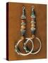 Earrings in Sterling Silver, Coral and Turquoise, Region of Tibet, Early 20th Century-null-Stretched Canvas