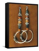 Earrings in Sterling Silver, Coral and Turquoise, Region of Tibet, Early 20th Century-null-Framed Stretched Canvas