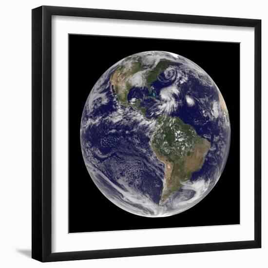 Earth and Four Storm Systems-Stocktrek Images-Framed Photographic Print