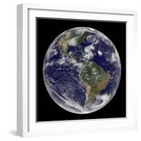 Earth and Four Storm Systems-Stocktrek Images-Framed Photographic Print