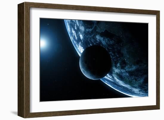 Earth And Moon, Artwork-SCIEPRO-Framed Photographic Print