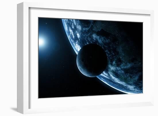 Earth And Moon, Artwork-SCIEPRO-Framed Photographic Print