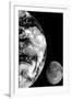 Earth and Moon From Space Black White-null-Framed Photo