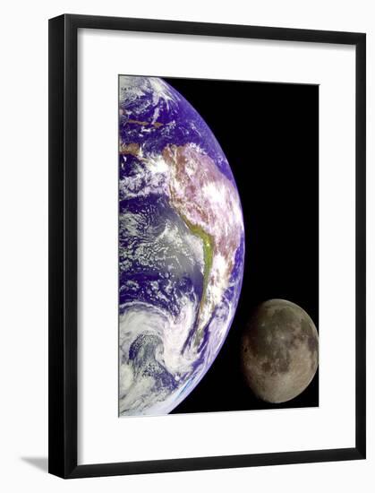 Earth And Moon (From Space) Photo Poster Print-null-Framed Poster