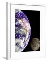 Earth And Moon (From Space) Photo Poster Print-null-Framed Poster